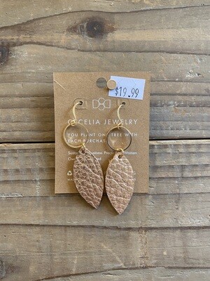 Rose Gold Leather Earrings