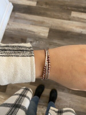 Triple Wrap Silver Beaded Bracelet 
