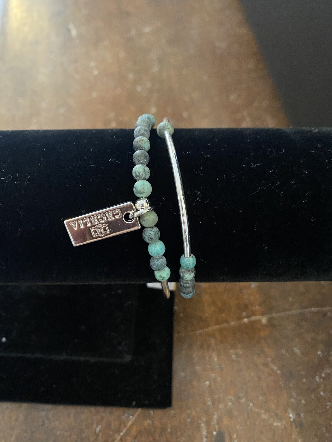 African Turquoise Silver Double Wrap 