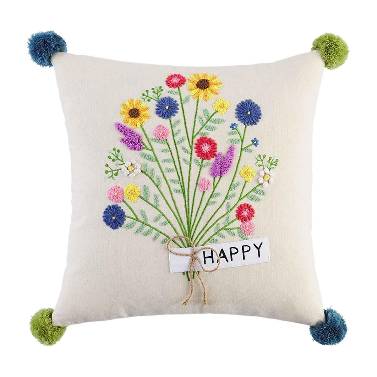 Square Happy Floral Pillow