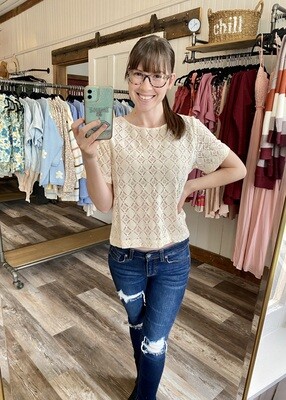 Flocked Lace Top