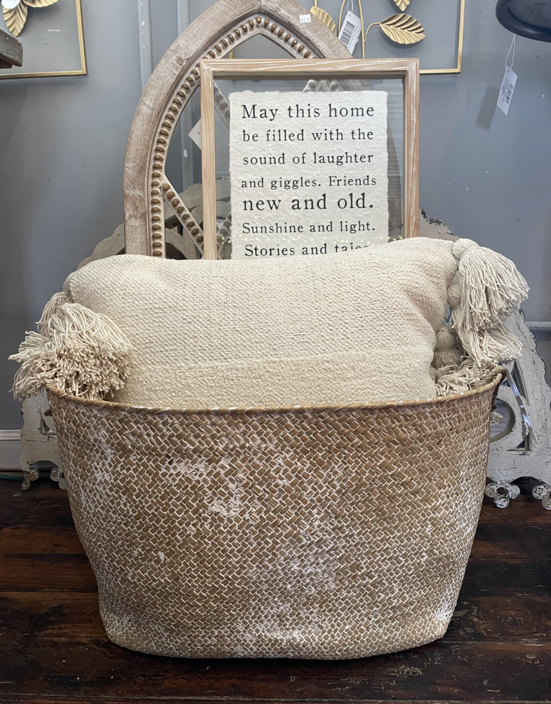 White Wash Seagrass Basket
