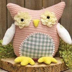 Crocheted Rose Eyed Pink Owl