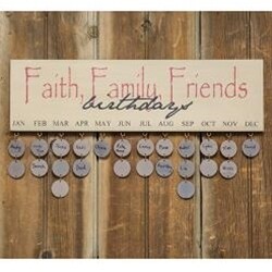 Faith Family Friends Birthday Wood Calendar