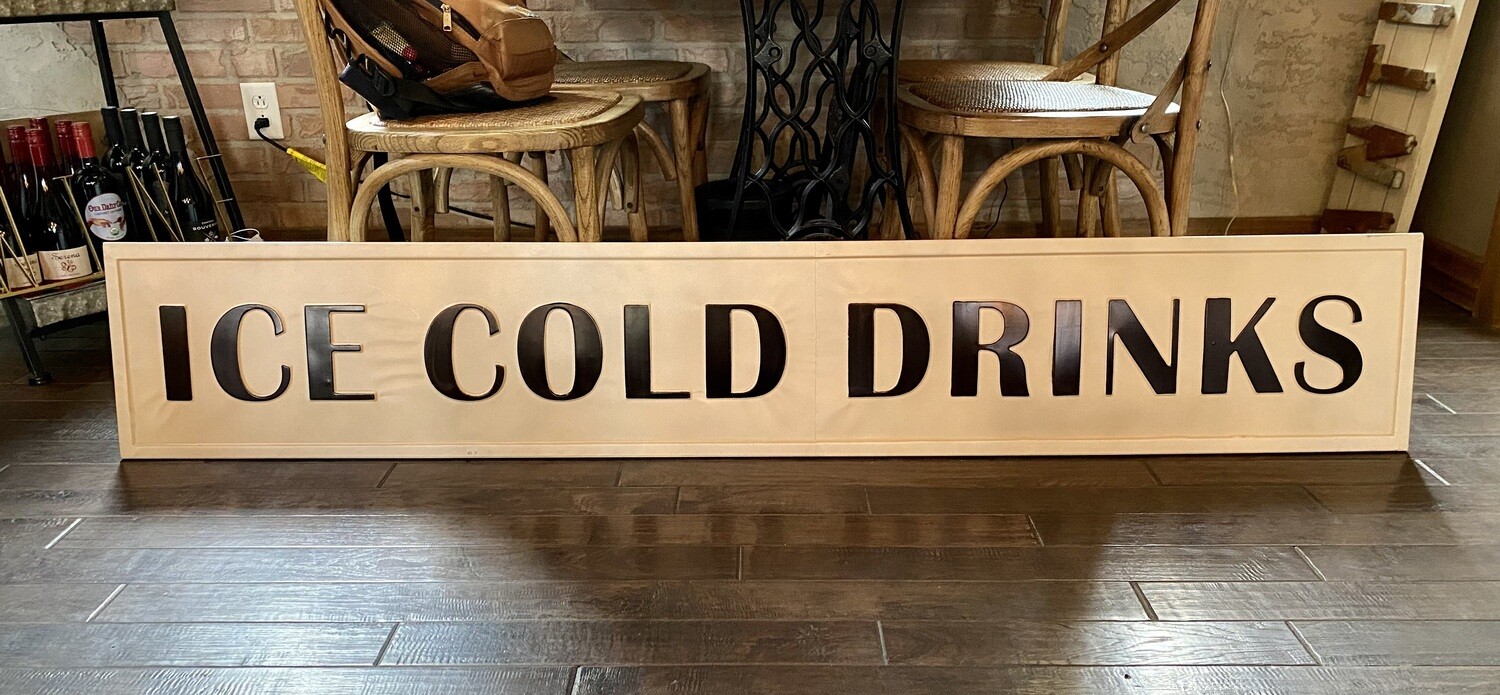 ice cold drinks huge sign