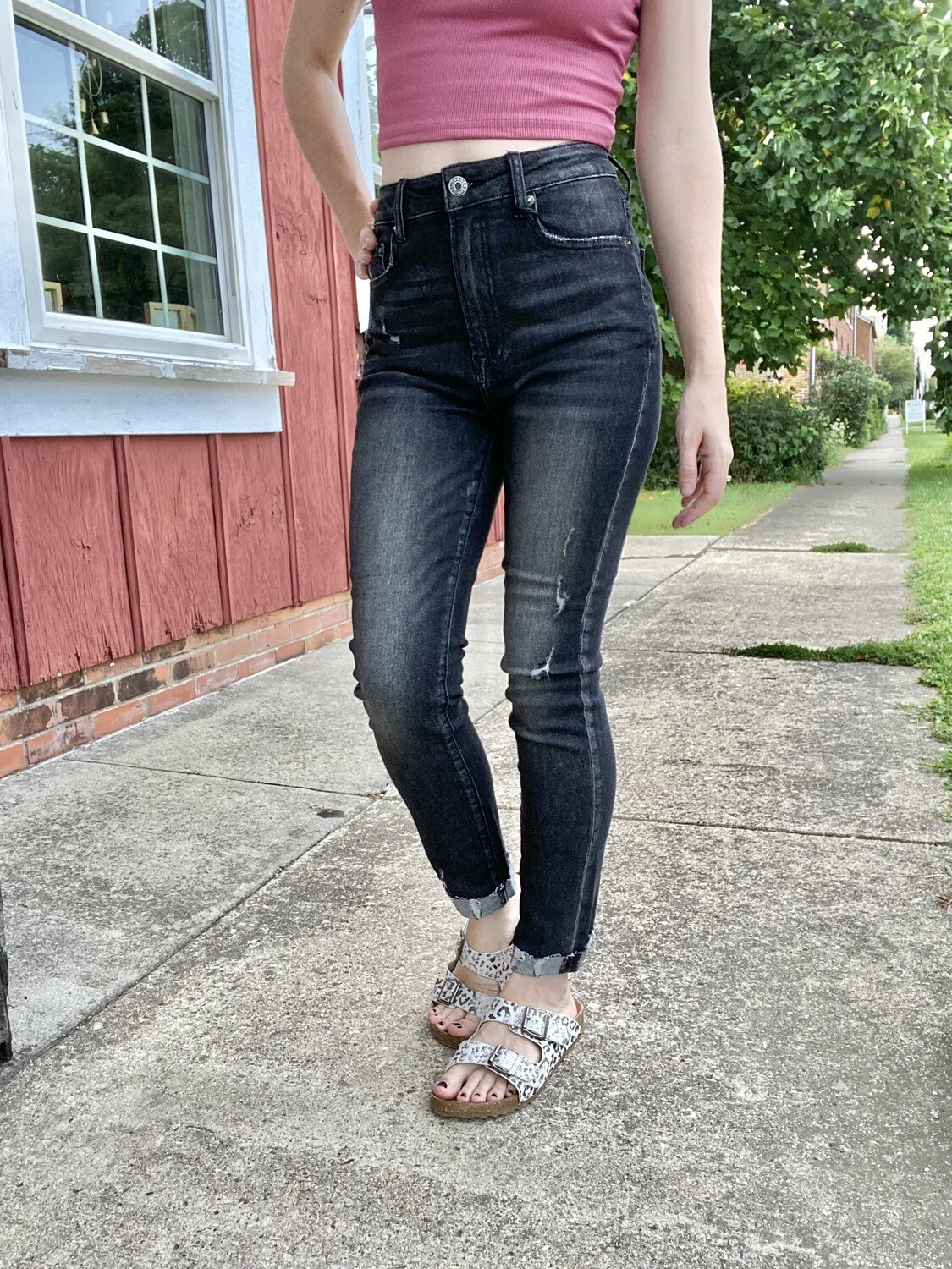 High Rise Vintage Washed Skinny Jeans