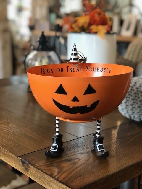 Tin Pumpkin Candy Bowl
