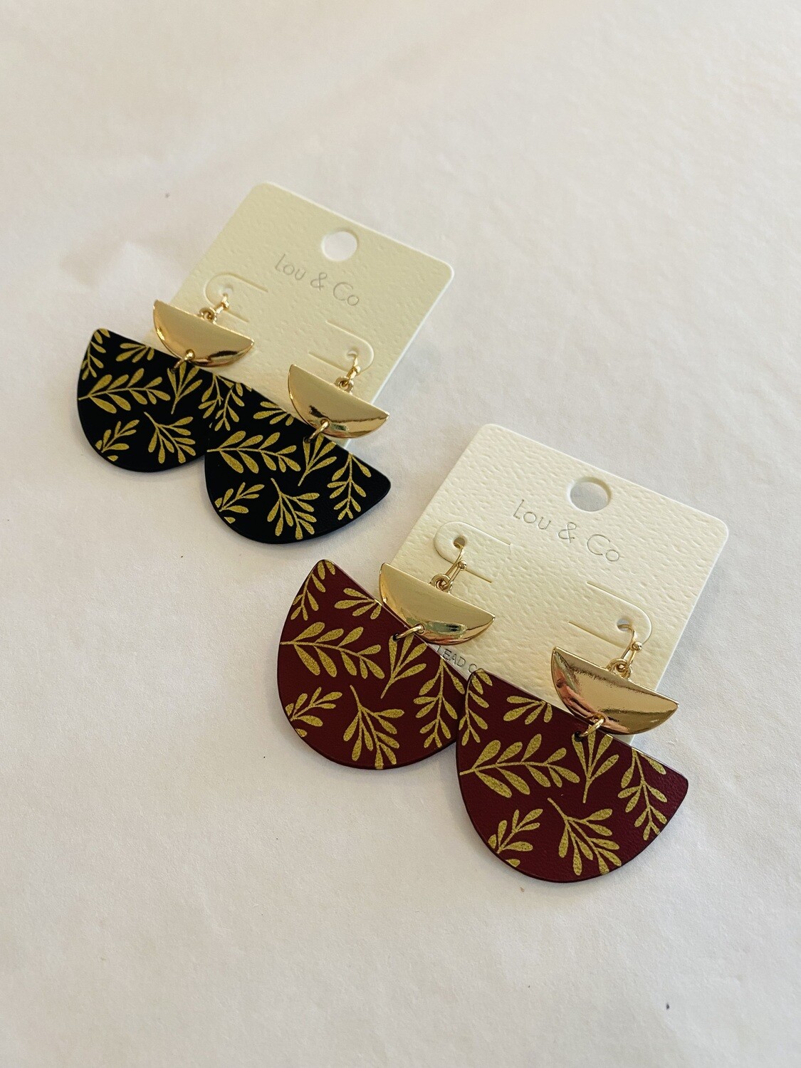 Gold Leaf Print Earrings