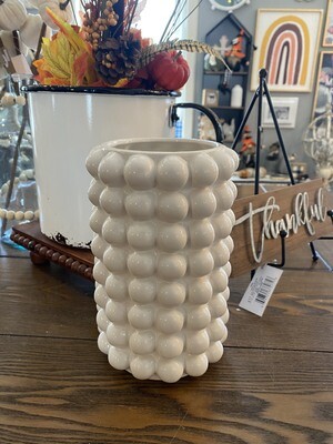 White Bead Vase