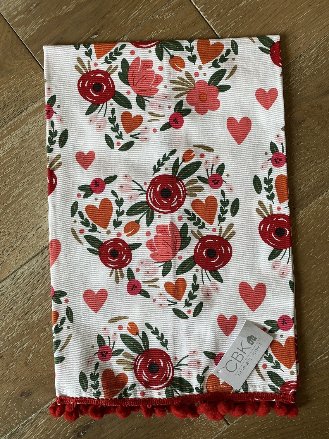 Floral Heart Tea Towel 