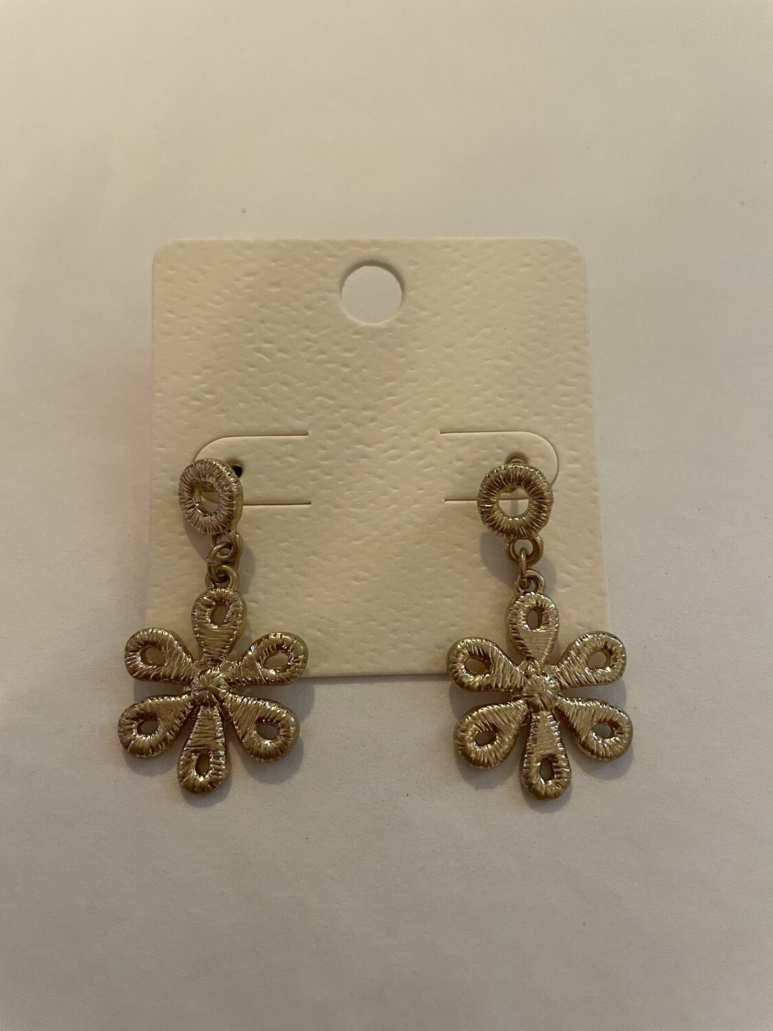 Gold Flower Dangle Earrings