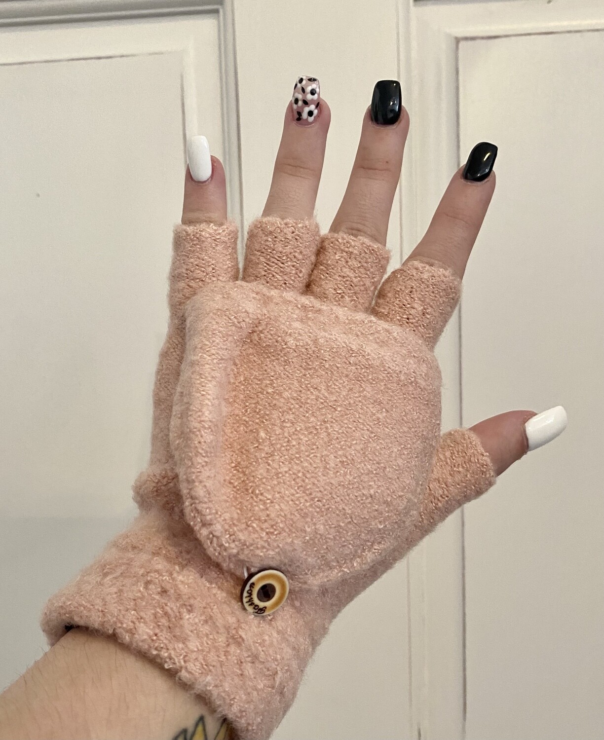 Pastel Knit Fingerless Gloves 