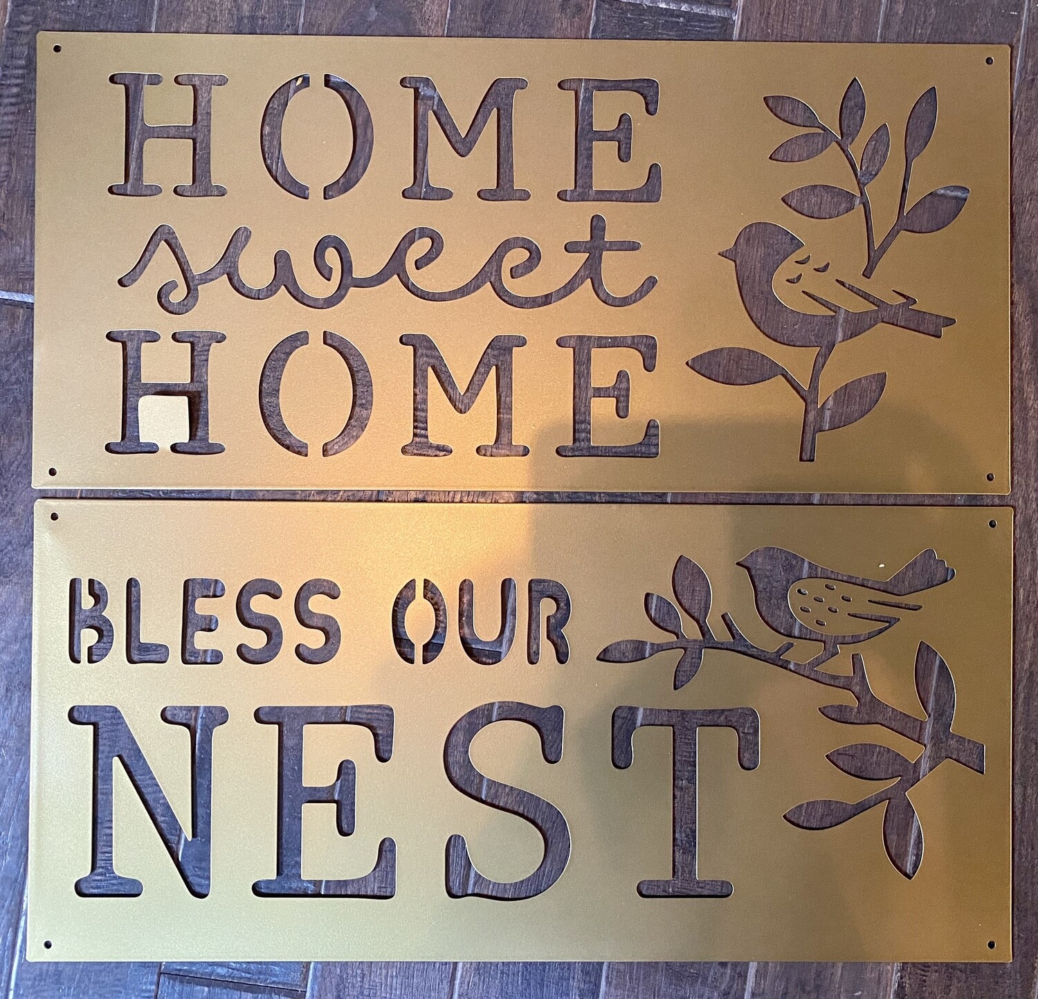 Gold Painted Metal Sign 