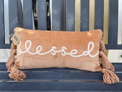 Blessed Orange Velvet Pillow