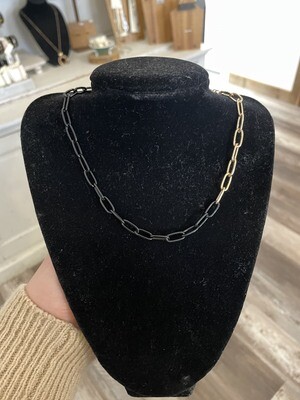 Chain Link Gold and Black Necklace