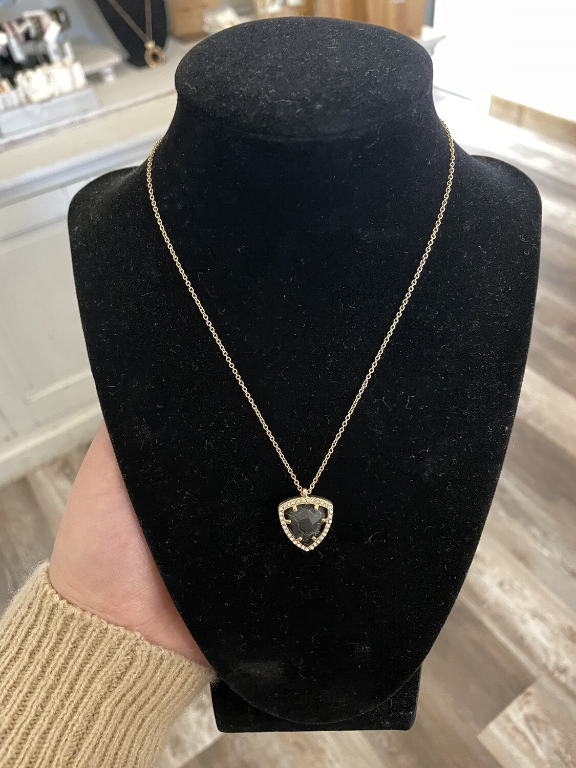 Triangle Stone Necklace with Gold Chain