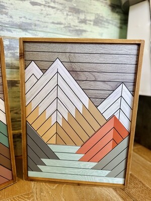 Layered Painted Mountain Wall Decor