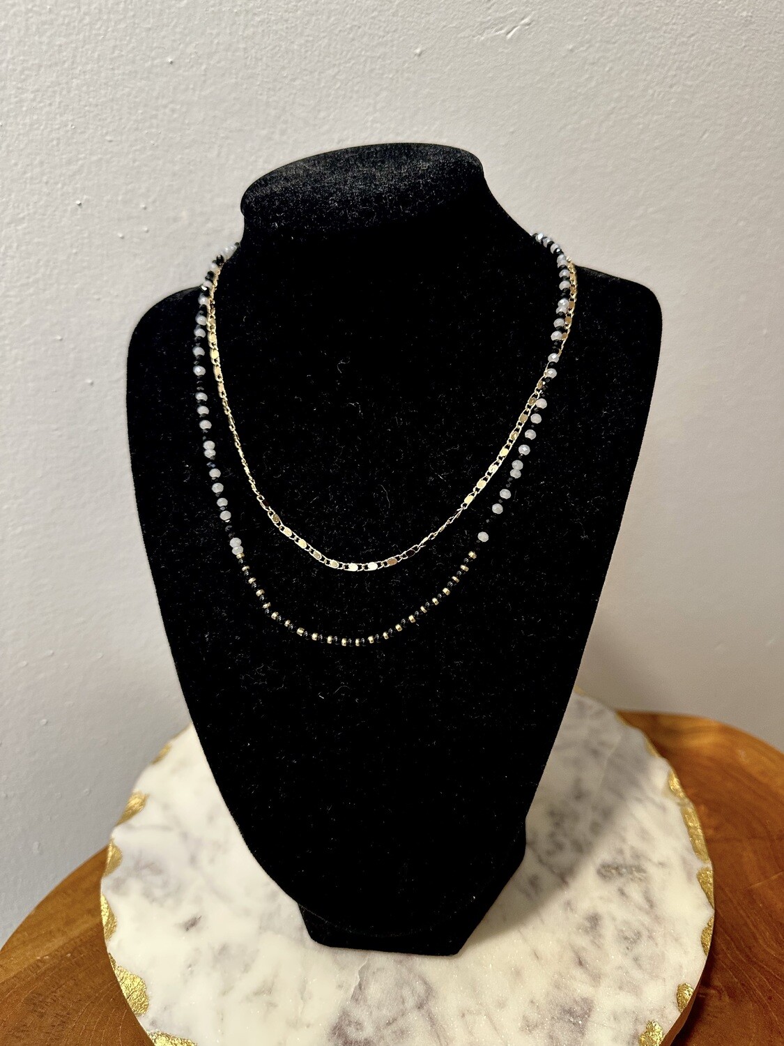 Two Layer Black Bead Necklace