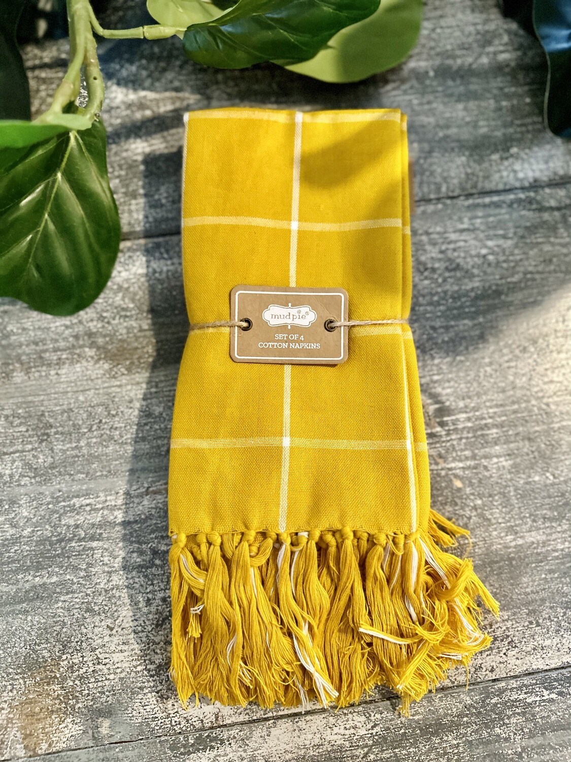Windowpane Napkin Set, Color: Mustard