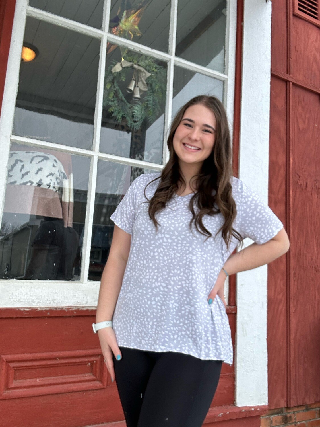 Grey and White Speckled Tee