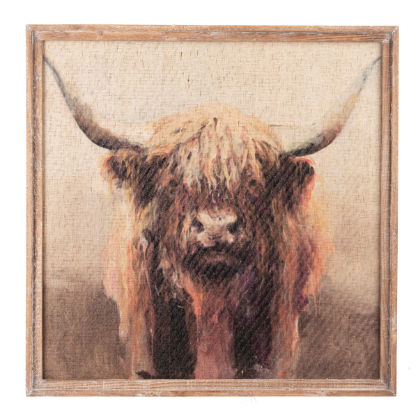 Printed Watercolor Longhorn Cow Wall Decor
