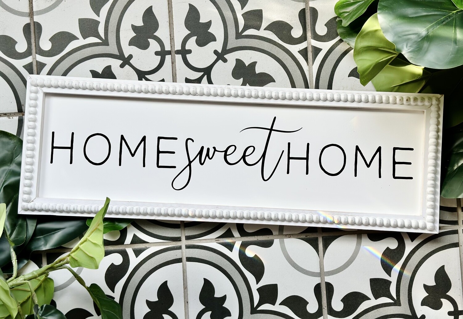 White Beaded Home Sweet Home Sign