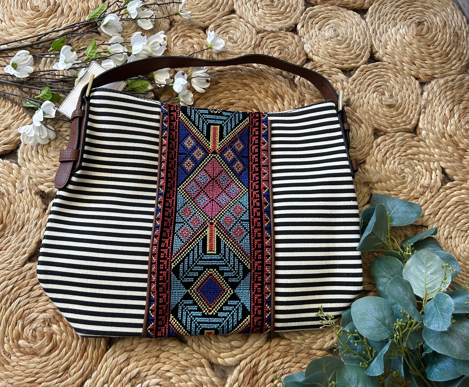 Aztec Embroidered Hobo Bag