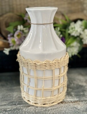 Rattan Wrapped Vase