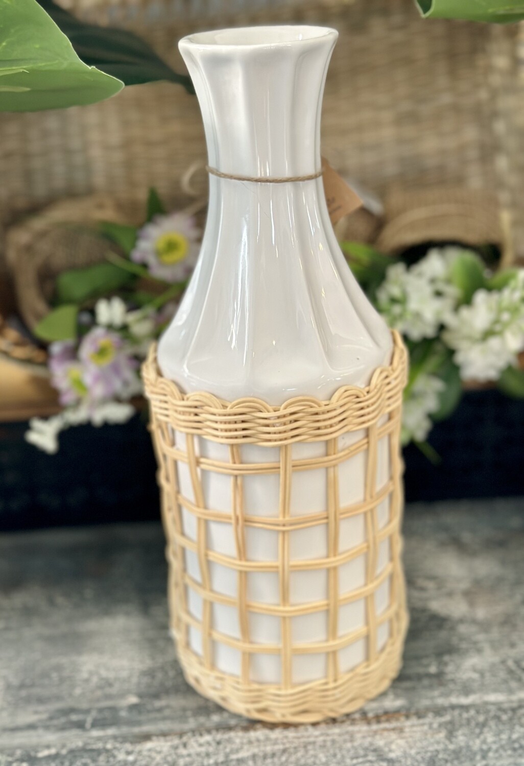 Rattan Wrapped Vase, Size: Large