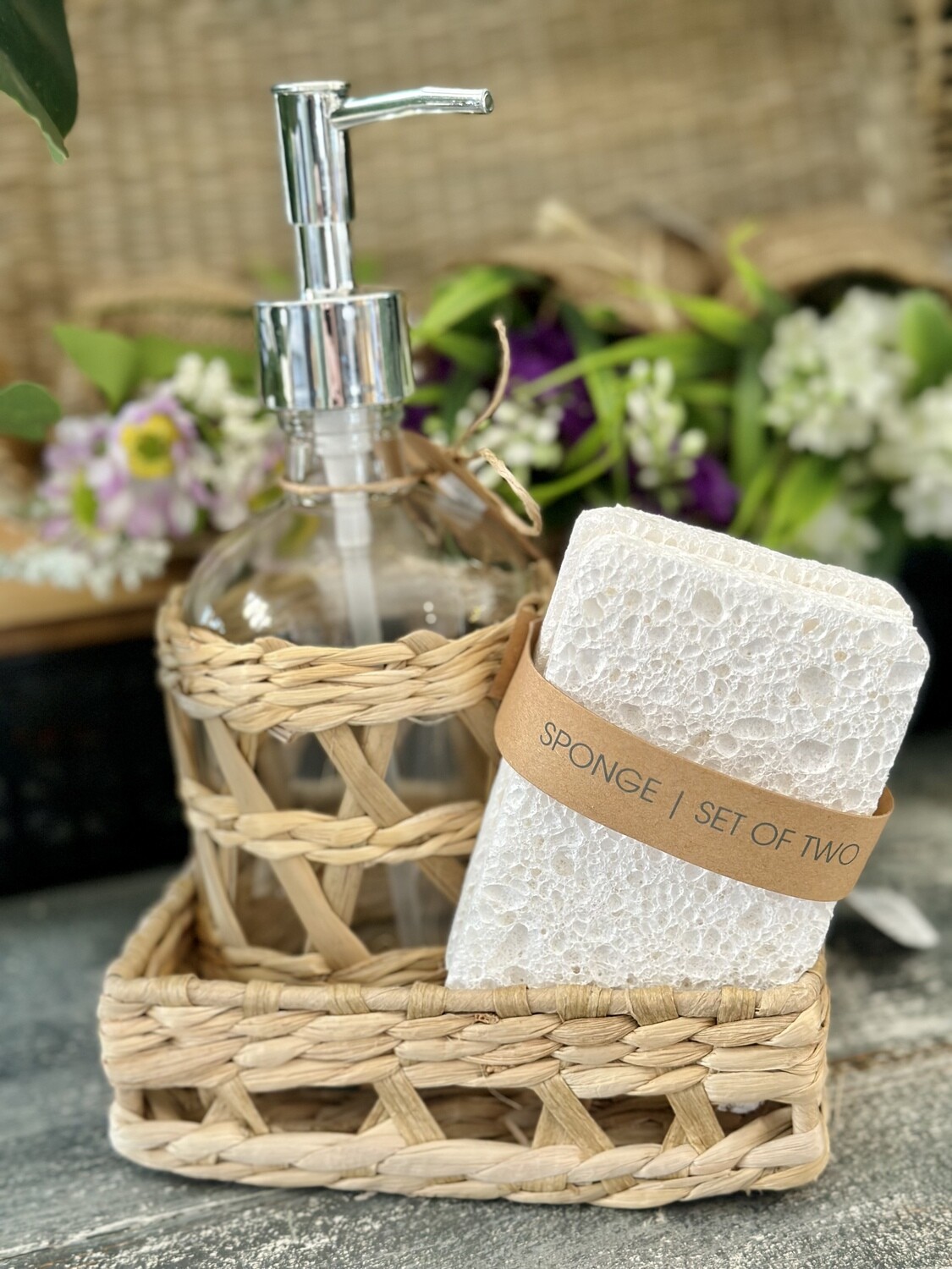 Woven Soap and Sponge Set Basket