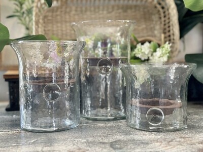 Round Hammered Glass Tealight Holder