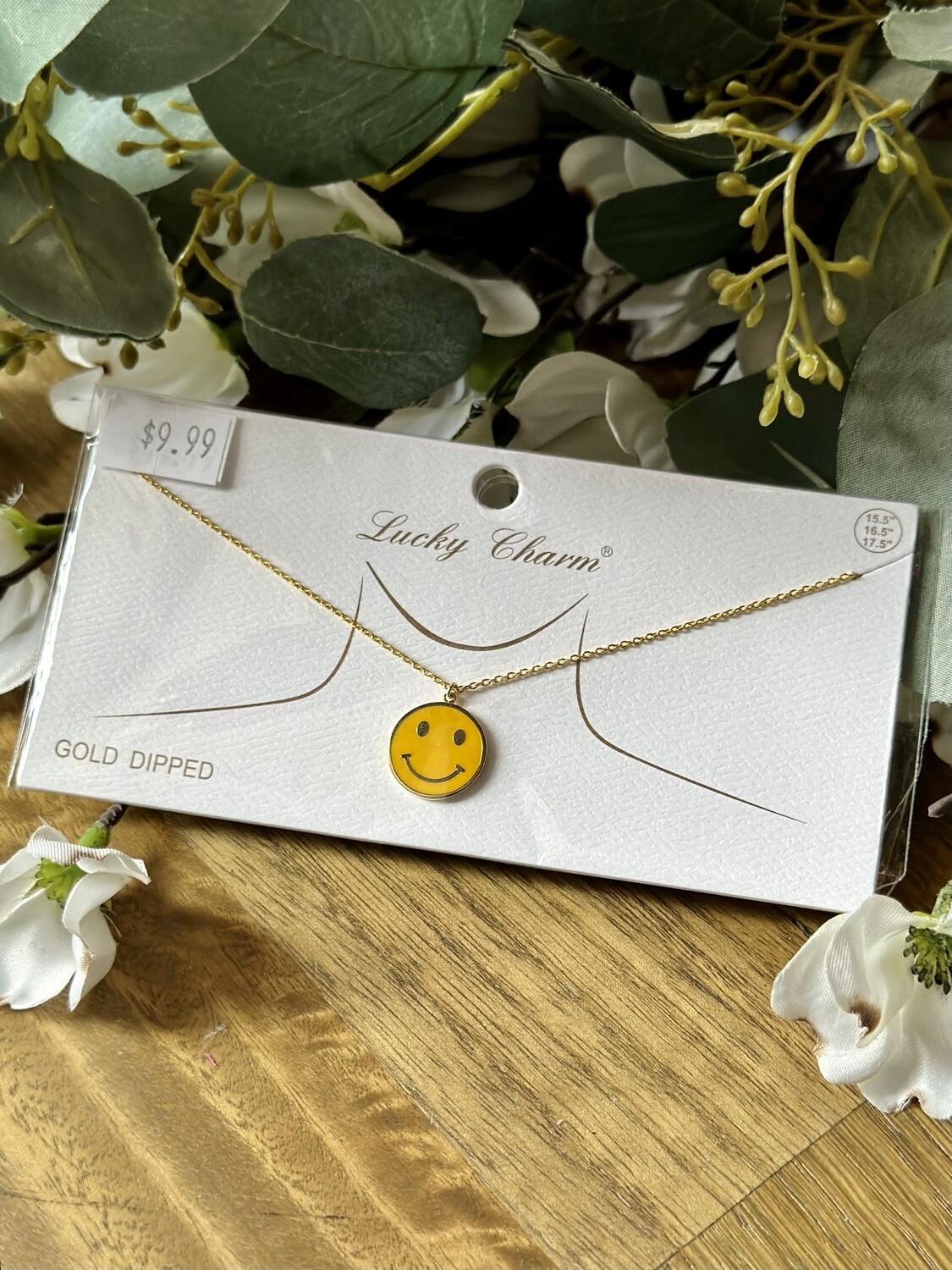 Yellow Smiley Face Dainty Necklace