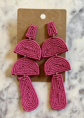 Beaded Dangle Earrings -Pink