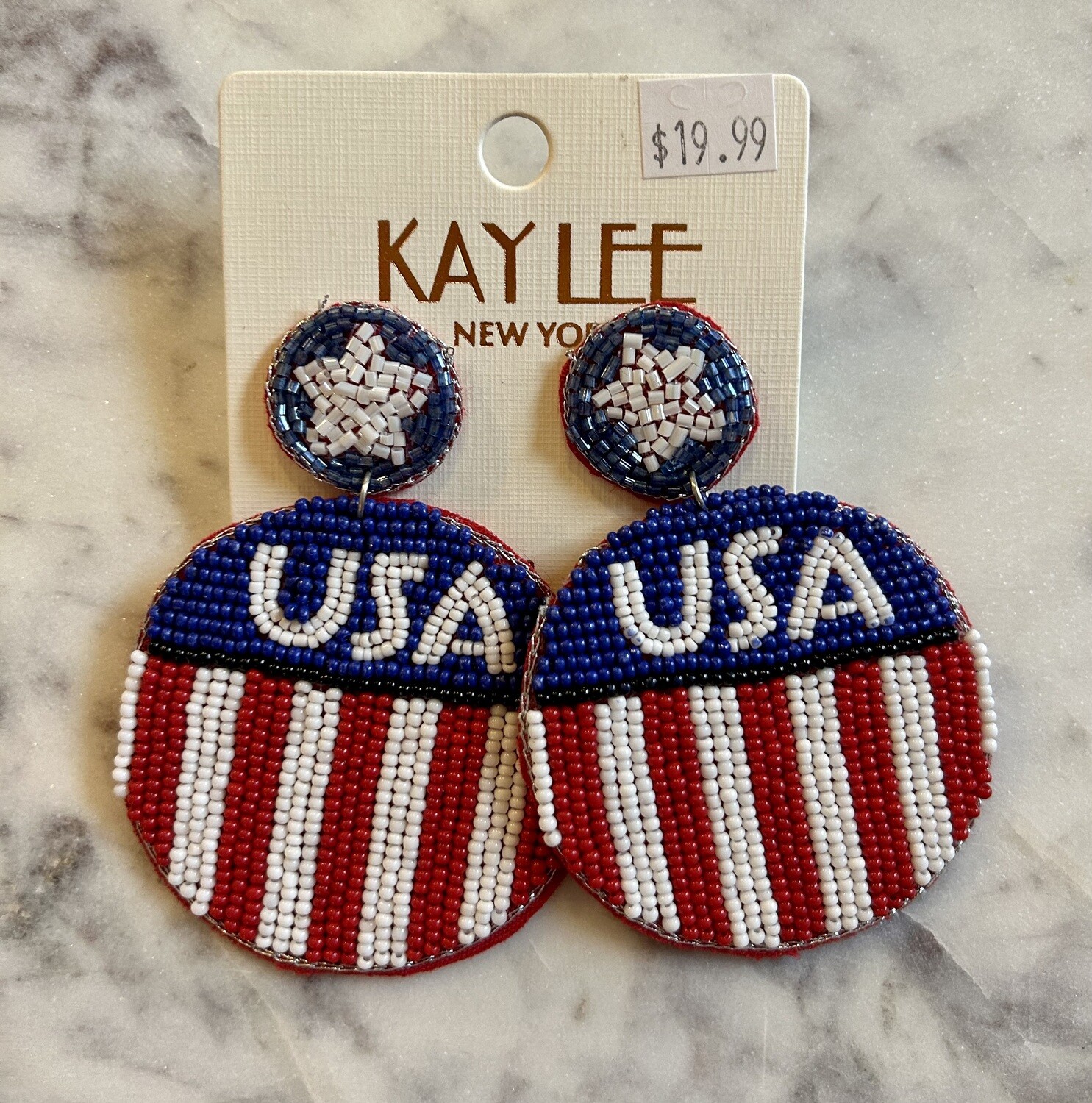 American Flag USA Beaded Earrings