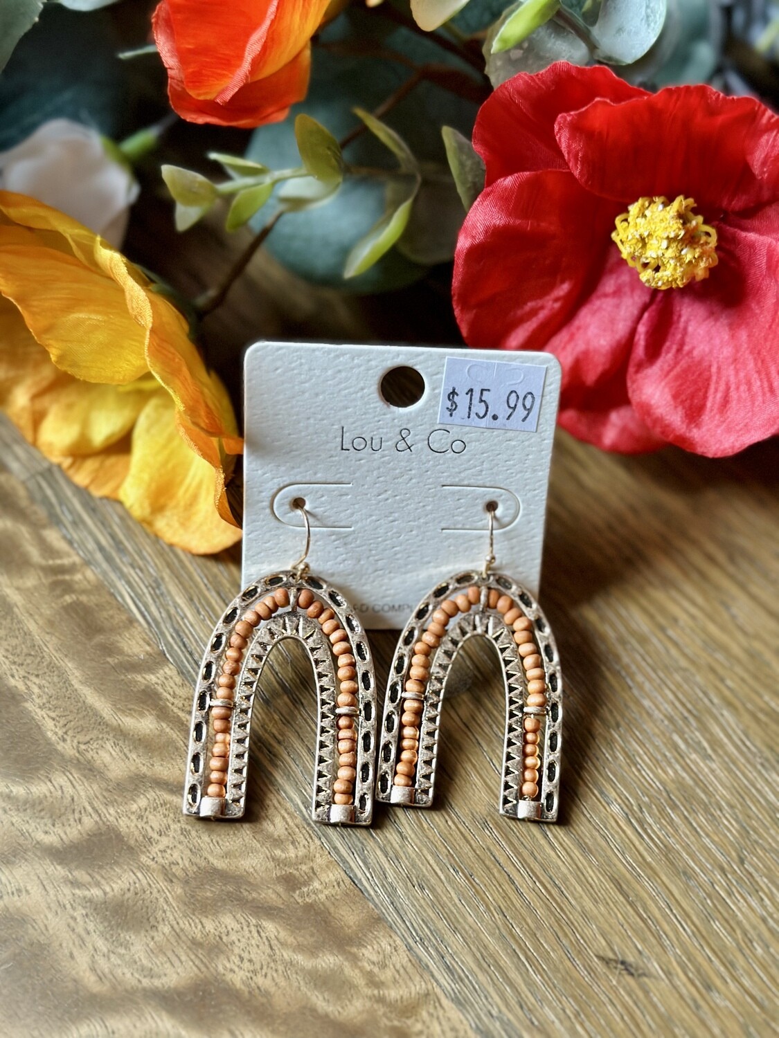 Arch Wood Beaded Earrings