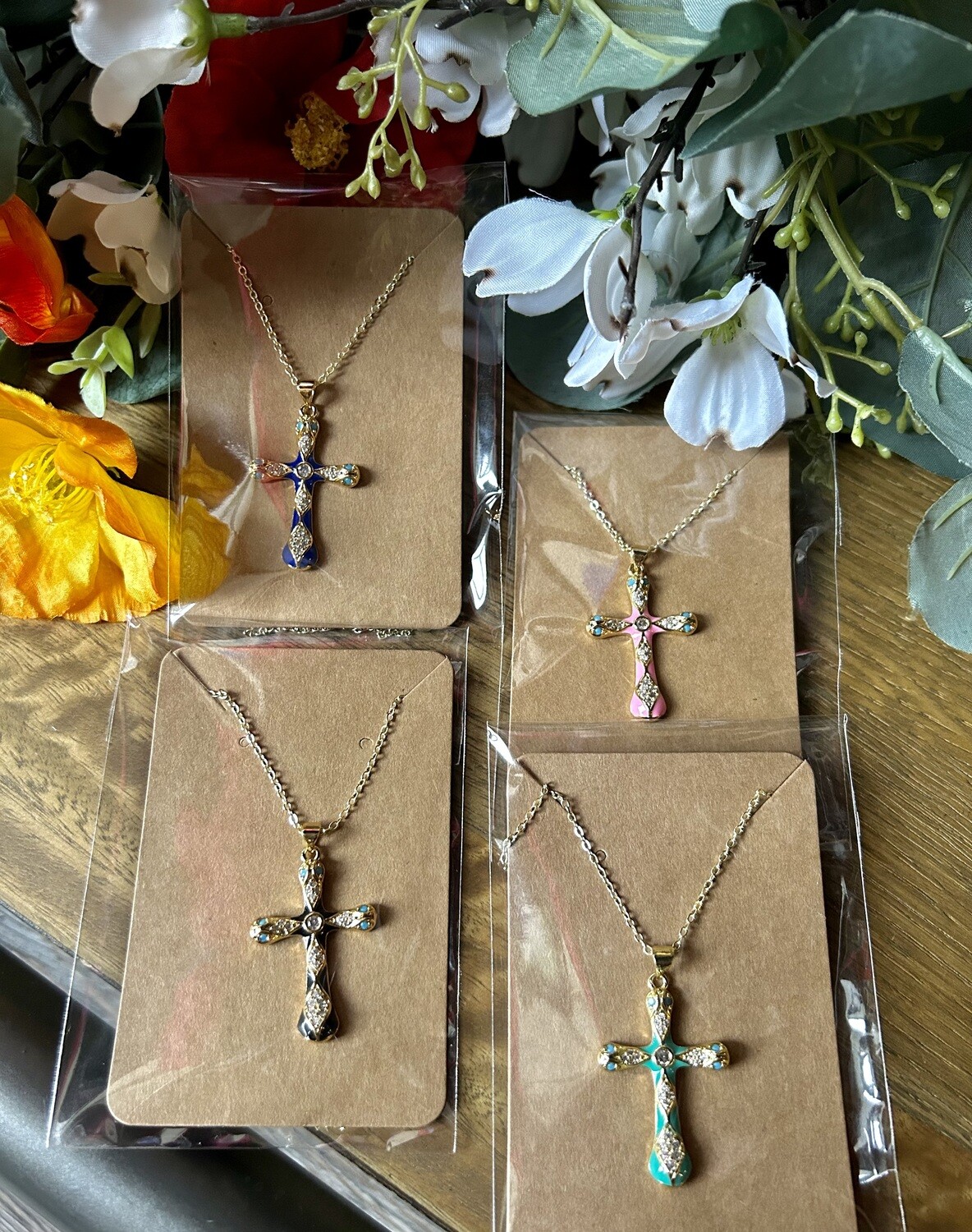 Brass Plated Cross Necklace