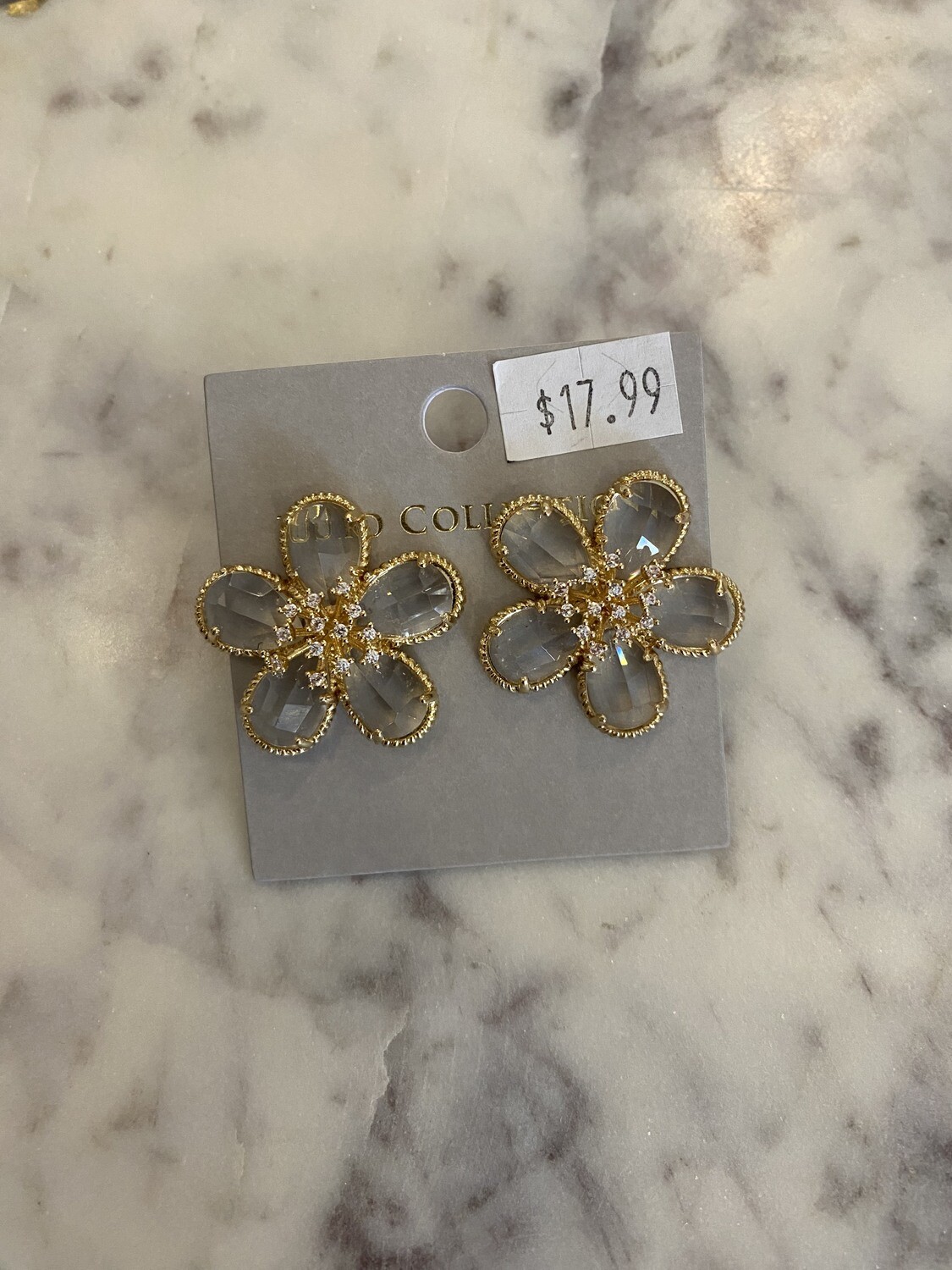 Clear Crystal Flower Earrings