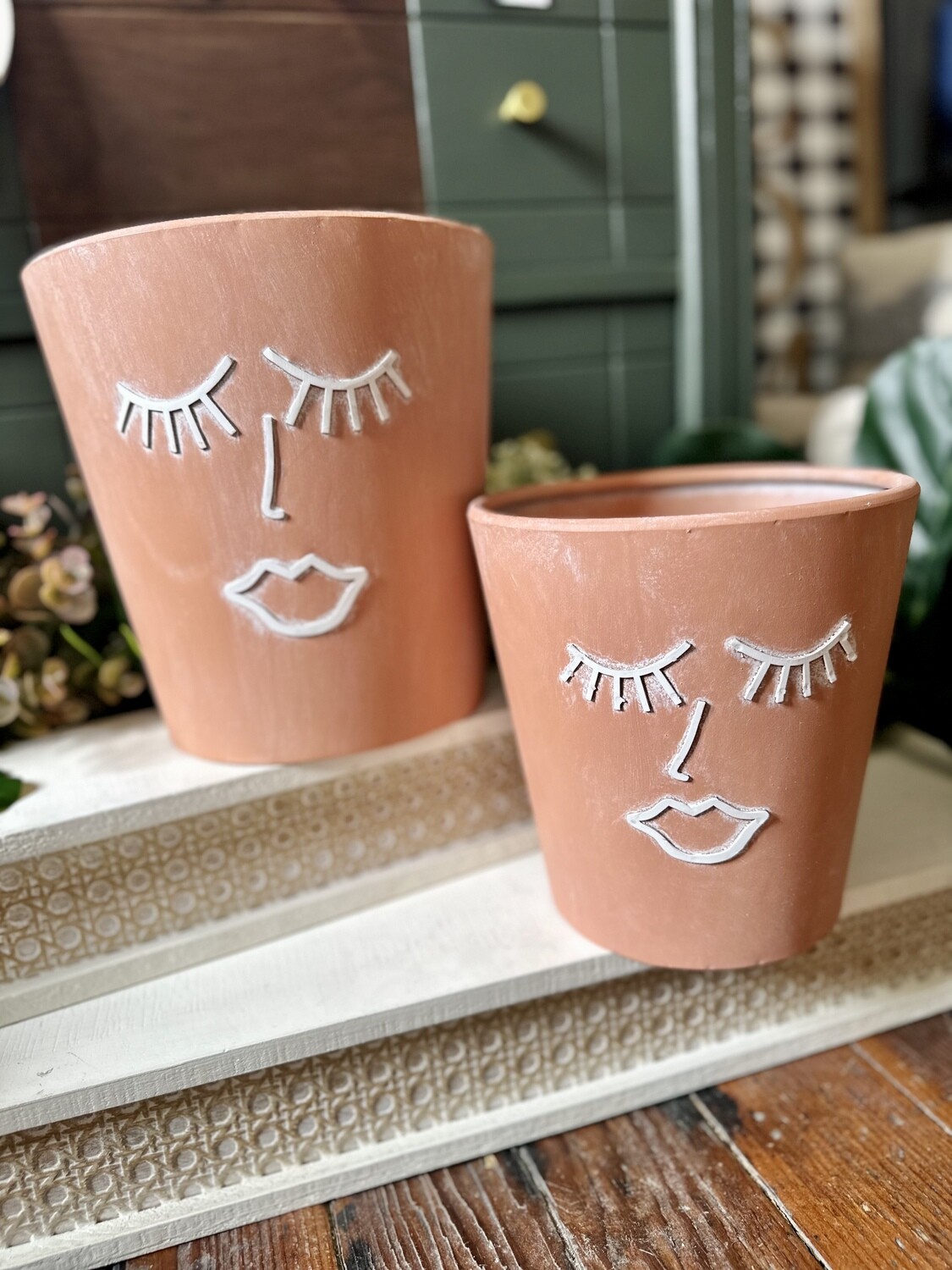Terracotta Face Planter Set