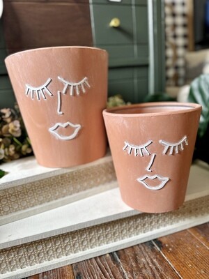 Terracotta Face Planter Set