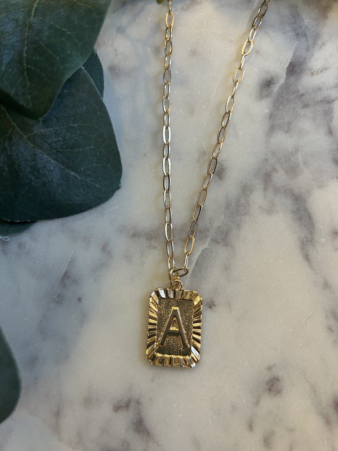 Rectangle Initial Necklace