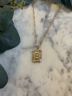 Rectangle Initial Necklace