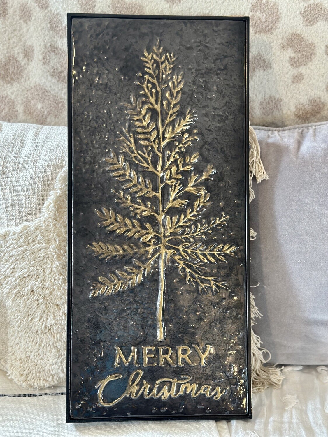 Metal Merry Christmas With Tree