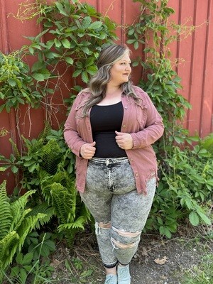 Mid Rise Distressed Grey Skinny Jeans +