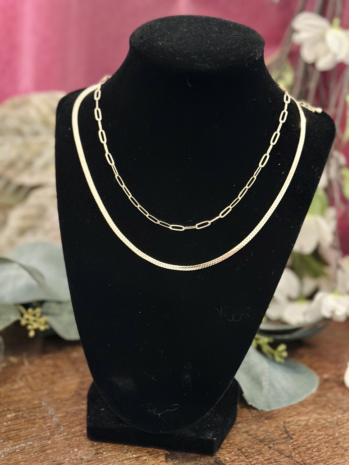Two-Layer Mixed Chain Necklace
