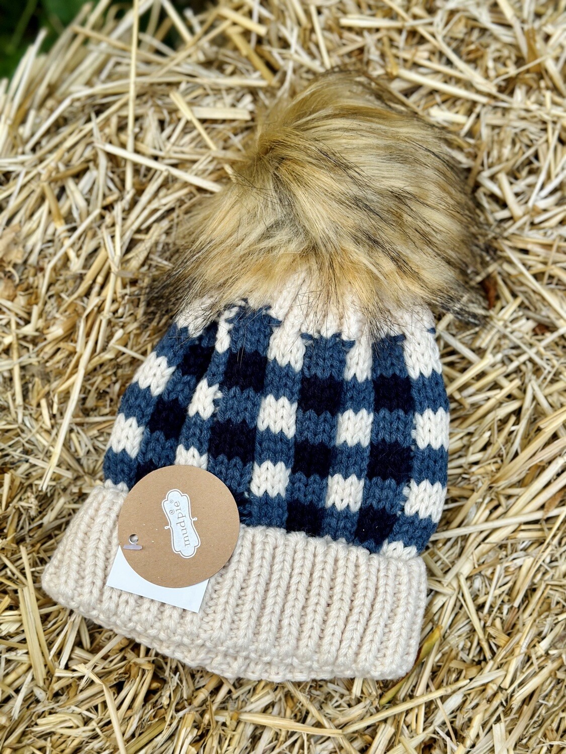 Gingham Pom Pom Hat