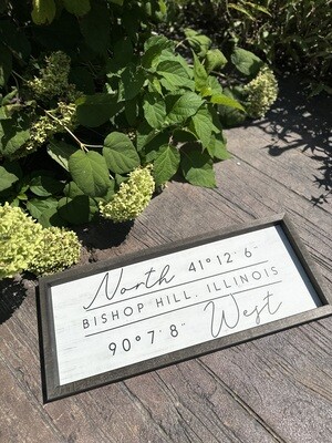 Bishop Hill, IL Coordinates Sign