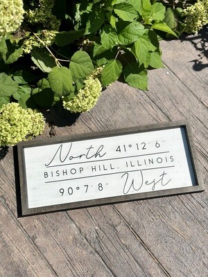 Bishop Hill, IL Coordinates Sign