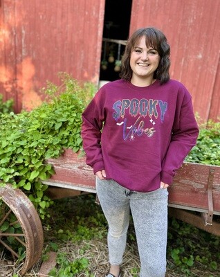 Maroon Spooky Vibes Crewneck