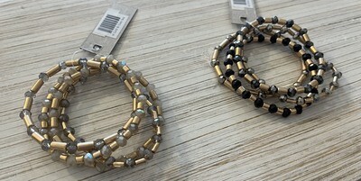 4-Strand Gold & Glass Bead Bracelet Set