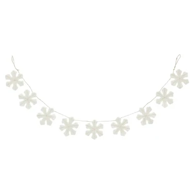 White Gold Felt Snowflake Garland